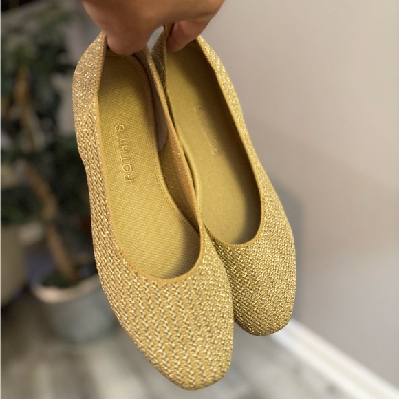 ROTHY’S The Square Wrap Ballet Flats, Sz 8.5 - Gold Metallic Shoes - Picture 12 of 14